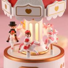 Caja de música de carrusel - Luz nocturna LED, rotador alimentado por USB, decoración navideña incorporada - Decoración del hogar para fiestas, regalo de cumpleaños/Día de San Valentín Árbol de Navidad, diseño festivo, luces decorativas de alta calidad, decoraciones recargables