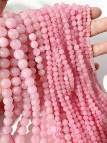 4 毫米、6 毫米、8 毫米、10 毫米天然玫瑰石英散珠，适合 DIY 珠宝制作、手链、项链