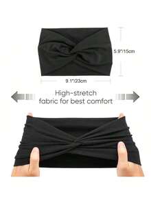 4 件/包高品质纯色宽发带，女士交叉打结运动瑜伽发带，时尚女孩头巾发饰秋季配饰秋季头巾女式头巾秋季头带冬季度假装女士 - 彩色 - 查看 6