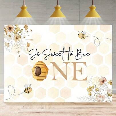 Bee 1St Birthday 2D Wall Tapestry So Sweet To Bee One Honey Bees Floral Graphy Wall Decor First Birthday Party Decoration Supplies First Bee-Day Cake Table Tapestry