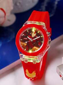 Marvel Spider-Man Cartoon Luminous Watch, Fashionable Teen Gift. Unisex For Boys & Girls. Suitable For Multiple Age Groups, Teen Electronic Quartz Watch.