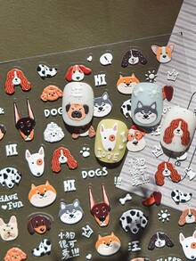 1 pezzo Adesivi per unghie con simpatici cartoni animati di cuccioli - icone colorate di cani, perfetti per manicure fai-da-te alla moda e divertenti