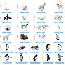 北极动物模型、迷你极地动物玩具雕像和野生沙漠动物雕像玩具套装，包含企鹅、驯鹿、熊、狼、野兔、白鲸、虎鲸、海象、雪鸮、麝牛、猞猁等，逼真的手绘野生动物模型，适用于返校立体模型项目，塑料北极苔原微型益智玩具，万圣节、圣诞节装饰蛋糕装饰，生日复活节礼物，适合男孩女孩