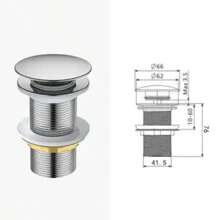 1个不锈钢弹跳式水槽下水器，搪瓷表面，浴室厨房下水器，手动操作，无需用电，带不锈钢滤网的浴室水槽弹跳式下水器，厨房用品，厨房配件，厨房工具 - 銀色 - 查看 2