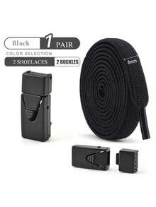 1 Paar elastische Schnürsenkel ohne Binden mit Knopfverschluss, Schwarz, geeignet für Sneaker, Sportschuhe, Freizeitschuhe, weiße Schuhe, Basketballschuhe, Trainingsschuhe, Laufschuhe, Sommer