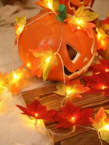 10/20/40LED Halloween Maple Leaf String Lights, Maple Leaf Wreath Lights, Halloween, Thanksgiving And Autumn-Themed Decorative Light Strings, Suitable For Halloween Decoration, Autumn-Style Decoration, Living Room, Bedroom And Dining Table Decoration, Outdoor Courtyard Decorative Lights, Festival Ornaments Home Decor Fall Decor Room Decor