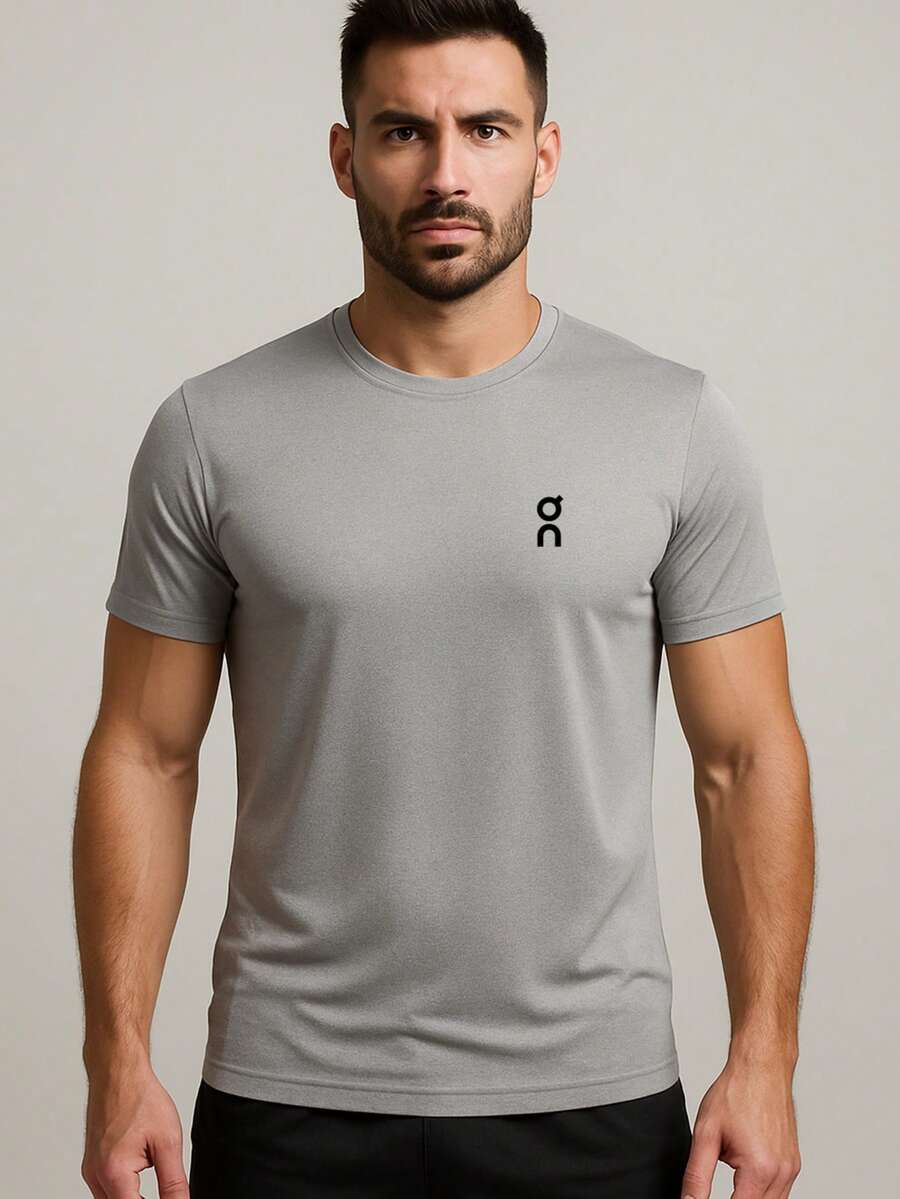 Men's Dry Fit T-Shirt Lightweight Breathable Fabric Various Colors Highest Quality - 灰色 - 查看 1