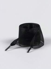 1 Pair 4cm Thick Sheer Tulle Shoelaces, Suitable For Sneakers, Casual Shoes, Fabric Shoes, Transparent Silk White Shoelaces - Multicolor - View 27