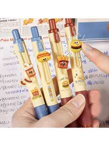 4 支可擦笔伸缩笔 - 经考试认可，书写顺滑，防滑握把，3D 熊猫设计凝胶墨水笔卡通 3D 笔 0.5 毫米顺滑书写笔，适用于日记/办公室/学校（3 种颜色），返校