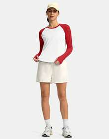 Womens Shirts UPF 50+ Lightweight Quick Dry Long Sleeve Workout Hiking Tops Outdoor - White Chilli Red - View 6