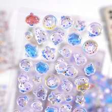 3D Cute Stickers, Reusable Cartoon Scene Stickers, Fun DIY Scrapbooking Planner Journal Notebook Laptop Phone Case Stickers, Adult Embossed