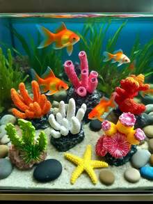 8-Piece Ocean-Themed Simulated Coral, Starfish And Seaweed Mixed Set, Suitable For Freshwater/Saltwater Fish Tanks And Aquariums. Marine Plant Decoration - Easy To Clean, Cute Underwater Shape, Fun Design, Fine Carving, Gift For Aquarium Enthusiasts