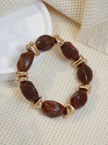 1pc Fashionable Vintage Bohemian, Exaggerated Thick Acrylic Beaded Bracelet, (Can Be Freely Matched Into Multiple Stacked Bracelets), Suitable For Women, Couples, Parties, Daily Wear, Luxury & High-End