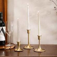 3 piezas de soportes de vela con forma de cono de metal dorado/negro, decoración moderna retro, soportes de vela centrales adecuados para marcos de chimenea, bodas, fiestas navideñas, regalos de inauguración de casa