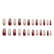 Long Coffin Press On Nails Cat Eye Fake Nails Gold Glitter False Nails With Designs Long Nail Press Ons Full Cover Glue On Nails Sparkly Artificial Nails Cute Stick On Nails For Women 24Pcs - 長款-C5C42 - 查看 4