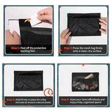 Boat Self-Adhesive Storage Mesh Bag, Marine Organizer For Tools & Boat Accessories, Waterproof Strong Adhesive Backing, Easy To Install & Remove, Keep Your Boat Tidy And Items Secure