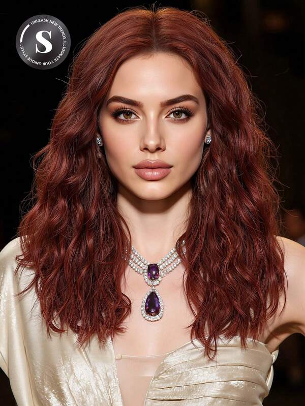 Perucă de înaltă calitate, confortabilă, respirabilă, pufoasă, lungă și creță, perucă portocalie de 20 de inci, perucă de femeie de lungime medie, pufoasă și creță, perucă din fibră sintetică rezistentă la căldură, alegere ideală pentru vacanțe, călătorii, întâlniri de familie, jocuri de rol, festivaluri de muzică și purtare zilnică.