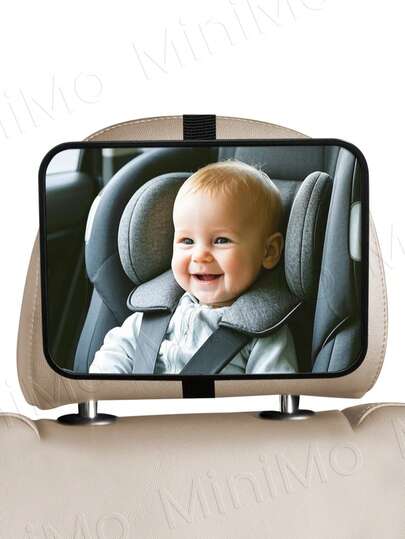 1 st bilspegel i akryl, splittersäker, okrossbar, bakåtvänd spegel för bakåtvända spädbarn med bred, större kristallklar vy