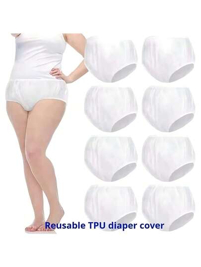 1pc Adult Leak-Proof Incontinence Underwear, Washable Low-Noise Reusable Adult Diaper Cover, Slip-On Waterproof Underwear, Unisex Washable Incontinence Pants, Comfortable Low-Noise Adult Diaper Cover, Transparent
