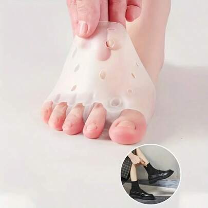Comfort Silicone Toe Separators - Breathable Five-Toe Forefoot Pads, Dot Design, Flexible Wearable Insoles, Foot Care