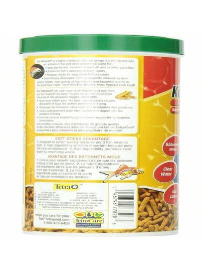 Tetra Pond Food 1.25lb Bag + Tetra Pond Koi Vibrance Sticks 4.94oz (Trilingual)