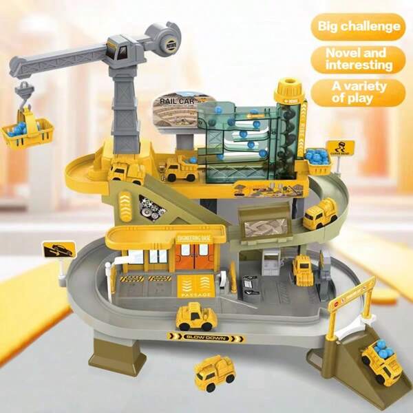 Construction Track Car Adventure, Car Building Parking Lot, Small Train Children Toys