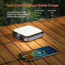 Quntis Linterna de Camping Recargable Solar de 4 Colores(3500-6500K) & 3 Brillantes(45-1000LM) Lámparas de Mano Súper Brillante Portátil Impermeable con Cable USB para Acampar, Caminar Pesca Emergencia y Más - Cuadrado - Ver 10