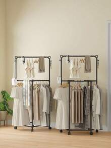 1 pieza Perchero colgante multifuncional, perchero independiente, perchero de abrigos sencillo, secadora para dormitorio, hogar, balcón, habitación, estantería móvil de almacenamiento, diseño de orejas de gato y hexagonal