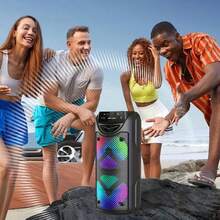 1 Portable Wireless Speaker, Compact and Mini With Cool Lighting Effects, Supports FM TWS, USB TF Card, Type-c Charging, Suitable for Outdoor Camping, Family Gatherings, Indoor Music, Work and Relaxation, Ideal Gift