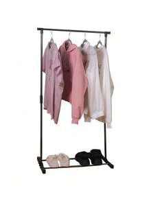 1pc Floor-Standing Clothes Drying Rack, Simple Indoor/Balcony Portable Hanging Clothes Rack For Home, Dorm, Student - Black - View 8