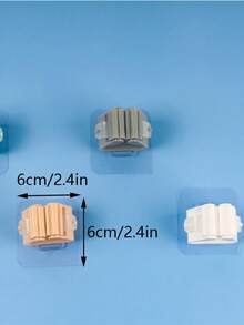 4pcs No Drill Mop Holder, Hooks, Bathroom Mop Hooks, Multipurpose Adhesive Hooks, Broom Hanger Clips, Kitchen, Bathroom Back To School Accessories - Grey - View 5