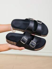 New Large-Size Men's Slippers With Soft Cork Soles, Outdoor Beach Slippers, Lightweight And Comfortable Home Non-Slip Women's Slippers - 黑色 - 查看 1