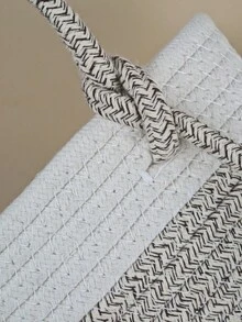 1Set/3pcs Three-Layer Home Wall Mounted Rope Storage Basket, Gray White Mixed Color Bohemian Style Home Storage Basket, Handmade, Suitable For Household Bedrooms, Living Rooms, Miscellaneous Sorting And Storage, Suitable As A Christmas Gift For Children, Bathroom Accessories, Room Decor - Multicolor - View 9