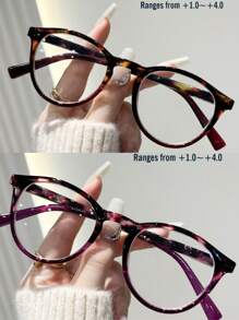 Unisex Reading Glasses, New Gradient Fashion Cat Eye Flexible Temples Frame, Suitable For Daily Wear, Sports, Anti-Slip, Computer Use, Comfortable Reading, Anti-Eye Fatigue, Convenient Carry Design Fits Various Face Shapes, Available In Yellow-Black, Black-White, Brown-Black, Purple-Black Colors, 7 Diopter Options, Suitable For Teachers' Day, Ramadan, Valentine's Day - Transparent - View 34