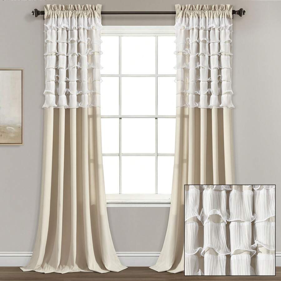 Lush Decor Avery Window Curtain Panels White 54x63+2 Set Halloween-Fall Decor-Room Decor - 中性的 - 查看 1
