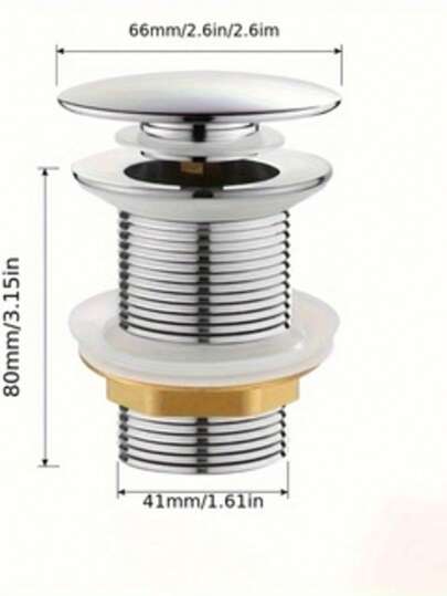 1pc Stainless Steel Pop-Up Sink Drain, Enameled Finish, Bathroom Kitchen Drain, Manual Operation, No Electricity Required, Bathroom Sink Pop-Up Drain With Stainless Steel Strainer Kitchen Items Kitchen Accessories Kitchen Tools