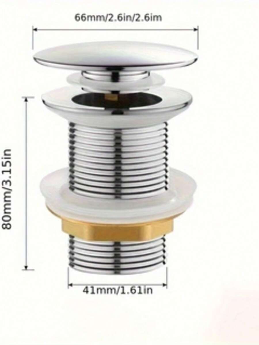 1个不锈钢弹跳式水槽下水器，搪瓷表面，浴室厨房下水器，手动操作，无需用电，带不锈钢滤网的浴室水槽弹跳式下水器，厨房用品，厨房配件，厨房工具 - 銀色 - 查看 1