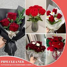 99/299 件红色管道清洁器工艺品，6 种颜色的红色管道清洁器工艺品，圣诞工艺管道清洁器，雪尼尔茎用于艺术和工艺用品 DIY 创意项目 - 紅色 - 查看 8