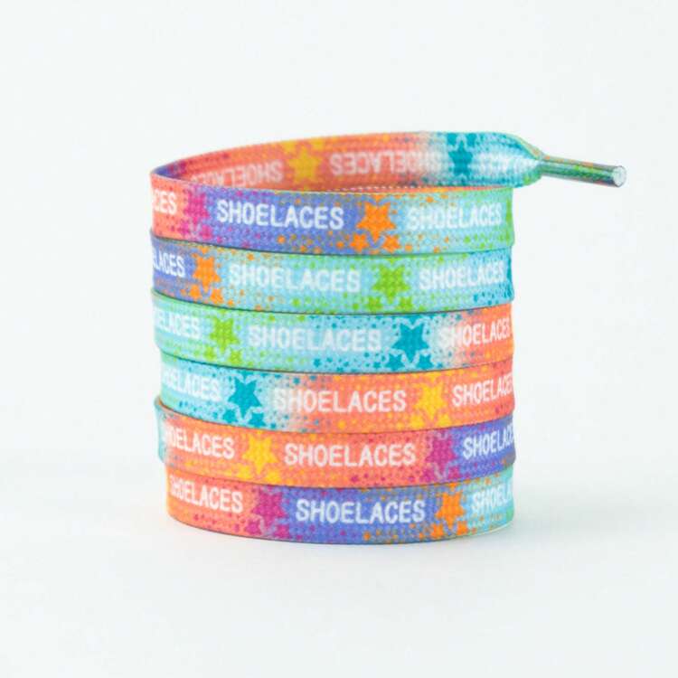 1 对 8 毫米宽彩色扁平鞋带，创意星星设计 - FH.08-七彩星星鞋帶 - 查看 11