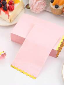 20 件粉色一次性纸巾 33*40 厘米/15.7*13 英寸，粉色铝箔派对餐巾，高品质铝箔餐巾，适用于生日、婚礼、新娘送礼会 - 粉色 - 查看 6