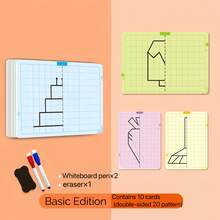 20 Symmetric Pattern Grid Drawings, Reusable, 10 Double-Sided Grid Sheets With Different Patterns, Symmetric Grid Erasable Drawing Set, Cute Cartoon Grid Drawing Graphics, Suitable For Pencil Control Training, Home And School Use, School Gifts, Holiday Gifts, Back To School