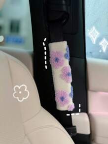 Plush Flower Car Seat Belt Shoulder Pads, Soft & Breathable Safety Belt Protector,Car Accessories Women - one-size - View 4