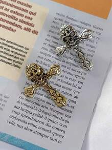1 pezzo Spilla vintage a forma di teschio e croce, decorazione unica adatta per uomini e donne da indossare su costumi di Ognissanti, fermaglio per abiti, regalo divertente e carino per insegnanti