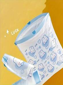 100 piezas Bolsas de basura con cordón con diseño de conejito lindo, material nuevo, delgadas, duraderas y desechables, sin fugas | Ideal para hogar/oficina/dormitorio | Fácil de cerrar con un tirón, sin desorden