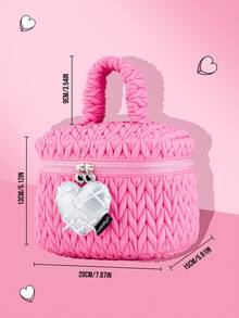 MISSLYN-LovePop 化妆包，化妆包，个性化化妆包，心形装饰，配件袋，可爱化妆包，大容量，便携，波浪形设计，多功能，带提手化妆旅行包，礼物，生日礼物，女孩，品牌化妆品，面部彩绘化妆品，适合女性和女孩