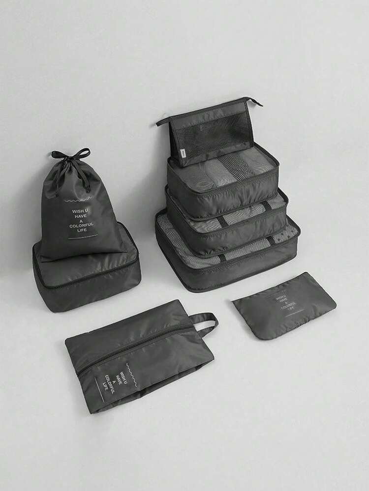 9 件套旅行行李打包袋收纳袋，可收纳洗漱包、化妆包、内衣、鞋子和衣物，分类收纳袋，旅行背包旅行包行李箱旅行装备旅行必备品，返校搬家袋收纳袋 - 彩色 - 查看 18
