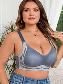 yalisi 4 件套女士加大码无钢圈撞色文胸，休闲日常穿着 - 彩色 - 查看 6
