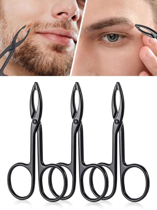 3/1 pieza - Herramientas para el cuidado del vello facial - Pinzas, tijeras con mango, pinzas para cejas con forma de tijeras, pinzas para cejas, pinzas con tijeras, cuidado del vello facial y las cejas, para el cuidado de pelucas y barba, y el cuidado del vello facial y las cejas, sacapelos para pelucas para hombres y mujeres.