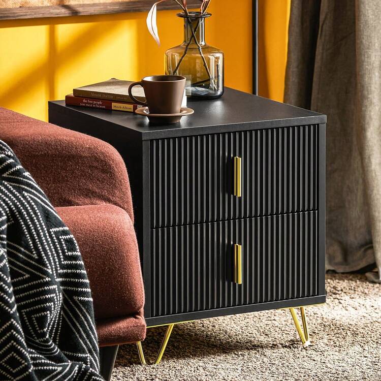 SoBuy FBT115-W Bedside Table With 2 Drawers For Box Spring Bed, Sofa Table, Side Table, Telephone Table, Nightstand, White W X H X D Approx.: 40 X 47 X 40 Cm - Black - View 9