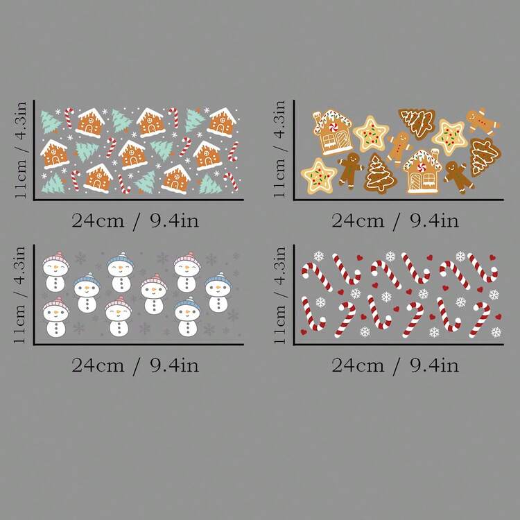 Set Of 4 Christmas Theme UV DTF Self-Adhesive Plastic Cup Wraps, Waterproof & Scratch-Resistant 3D Crystal Transfer Paper For Tumblers & Bottles - High-Quality Decals (4.3"X9.4") - Multicolor - View 7